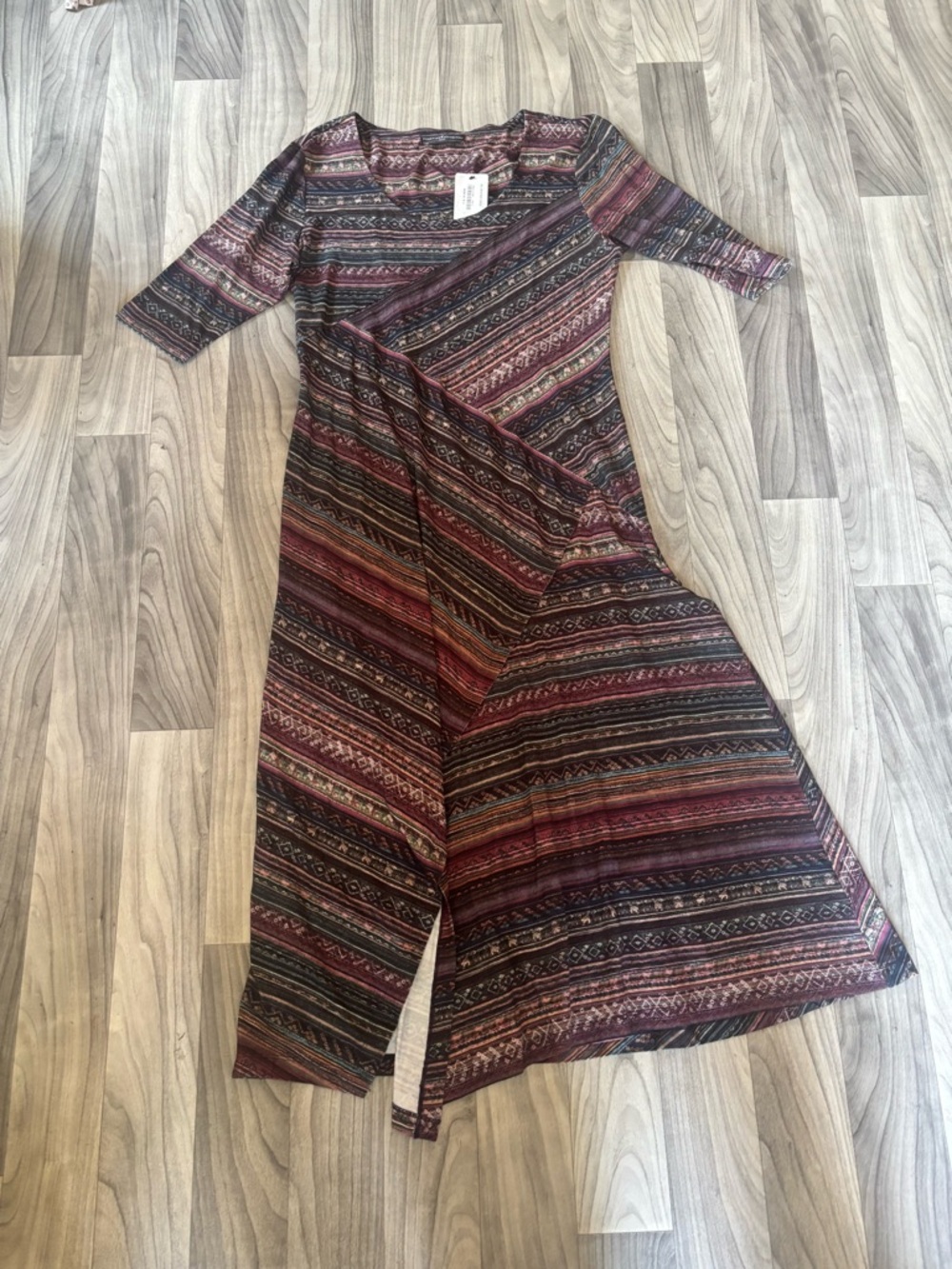 NWT Peruvian Connection XL Oristano Purple Multicolor Diagonal Stripe Midi Dress - Picture 2 of 4